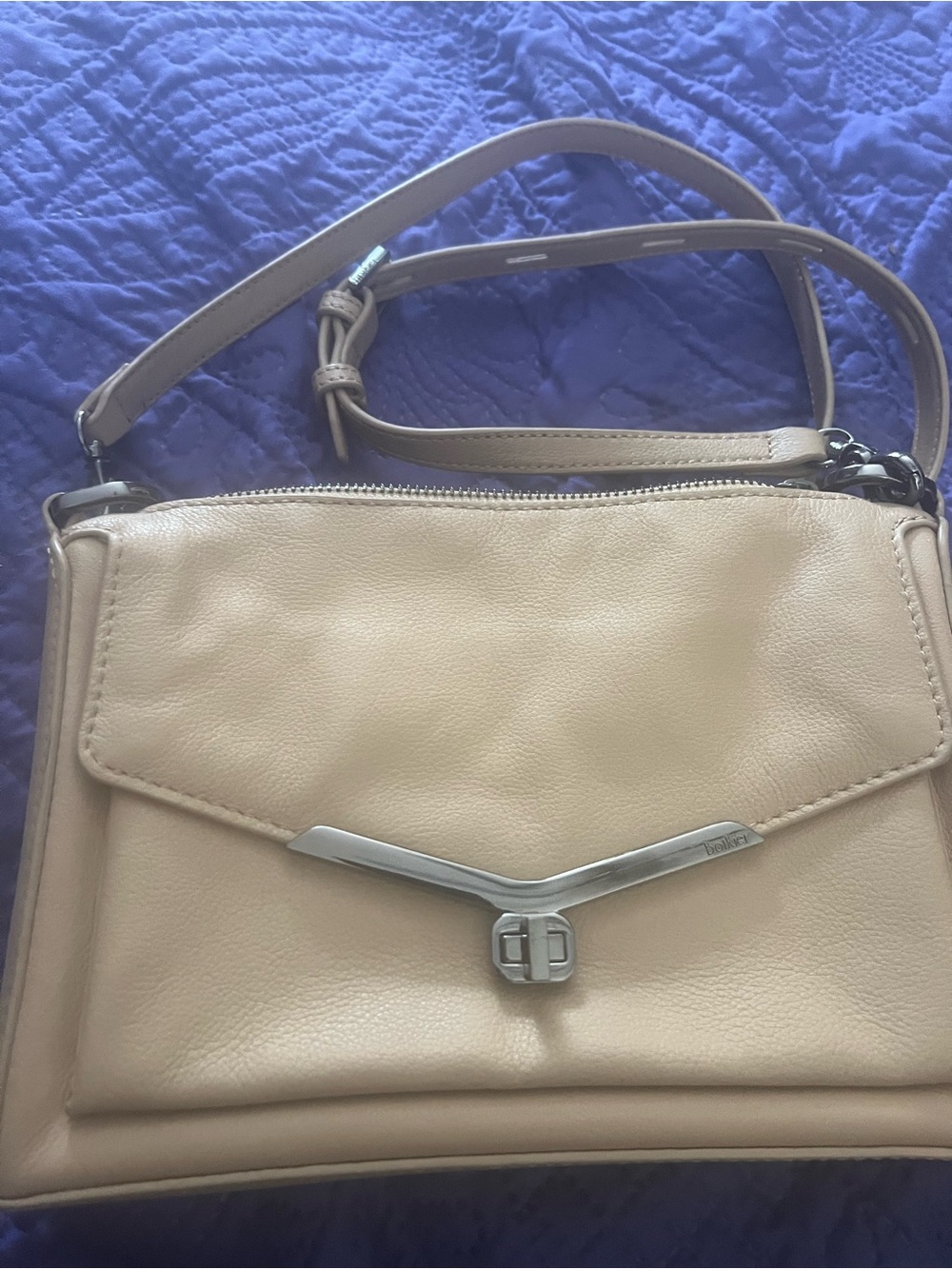 Botkier Beige Leather Crossbody with Silver Hardware
